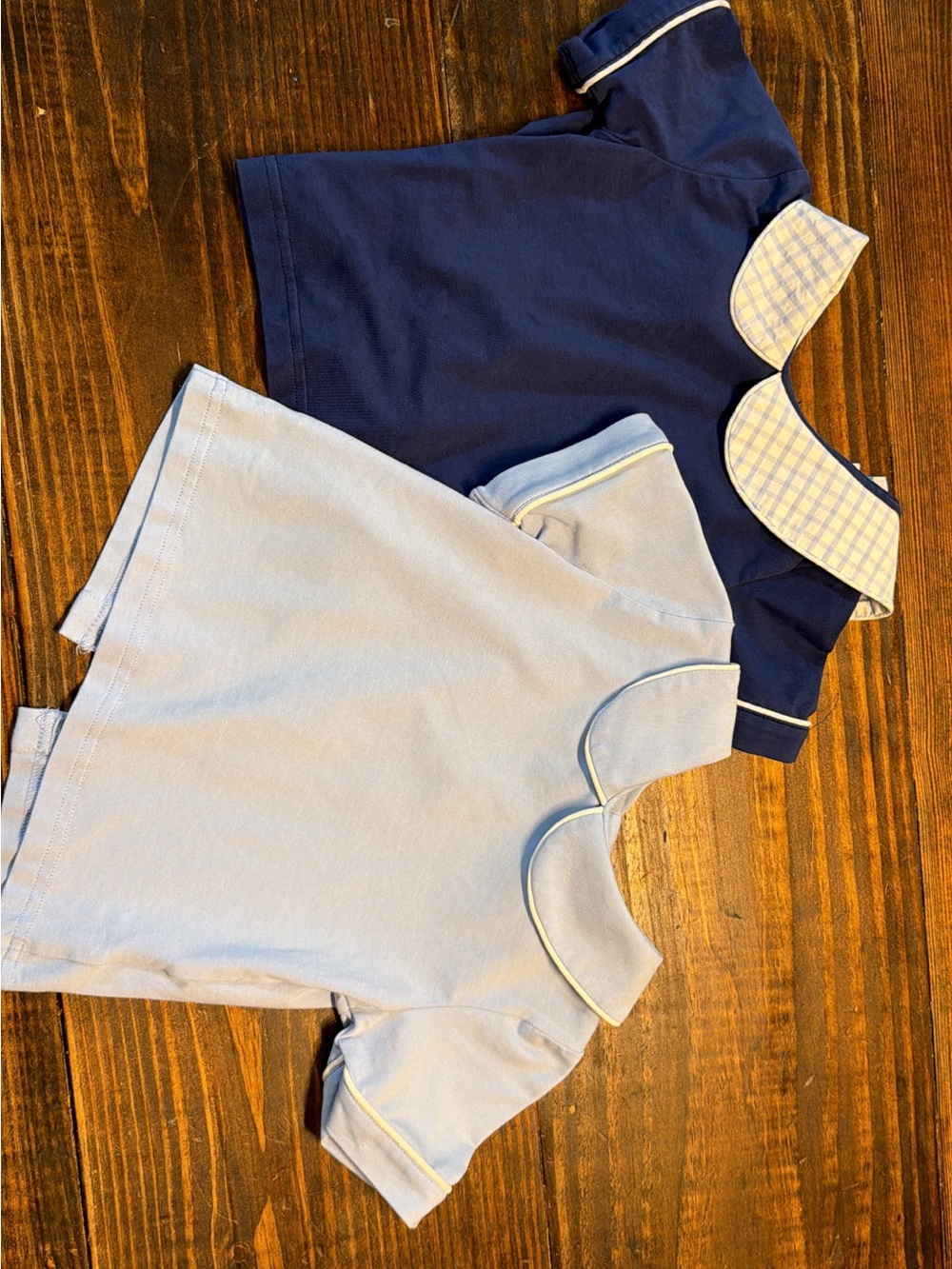 Classic Navy & Light Blue Peter Pan Collar Kids Tops